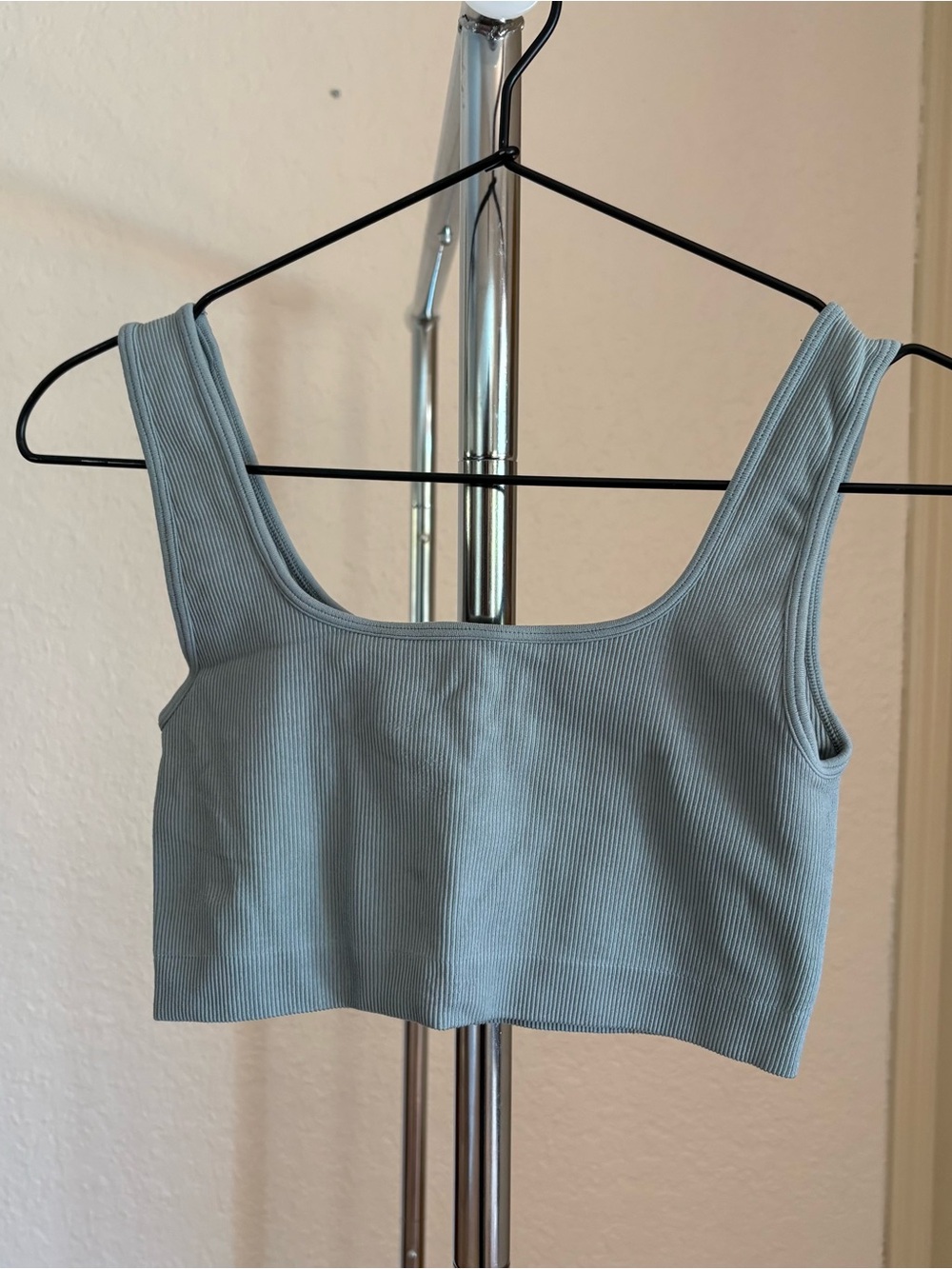 Light Blue Ribbed Sports Bra - Picture 3 of 7